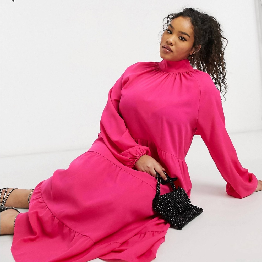 ASOS Lola May Curve trapeze cotton poplin dress in pink